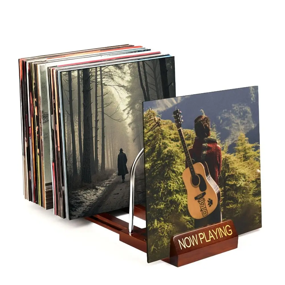New Wooden Vinyl Record Holder Expandable Design Adjustable Record Stand Space Saving Portable Album Display Holder Music Lovers