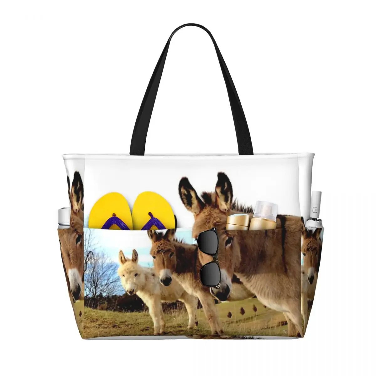 

Donkey Trio Beach Travel Bag, Tote Bag Modern Adult Gifts Shoulder Bag Multi-Style Pattern