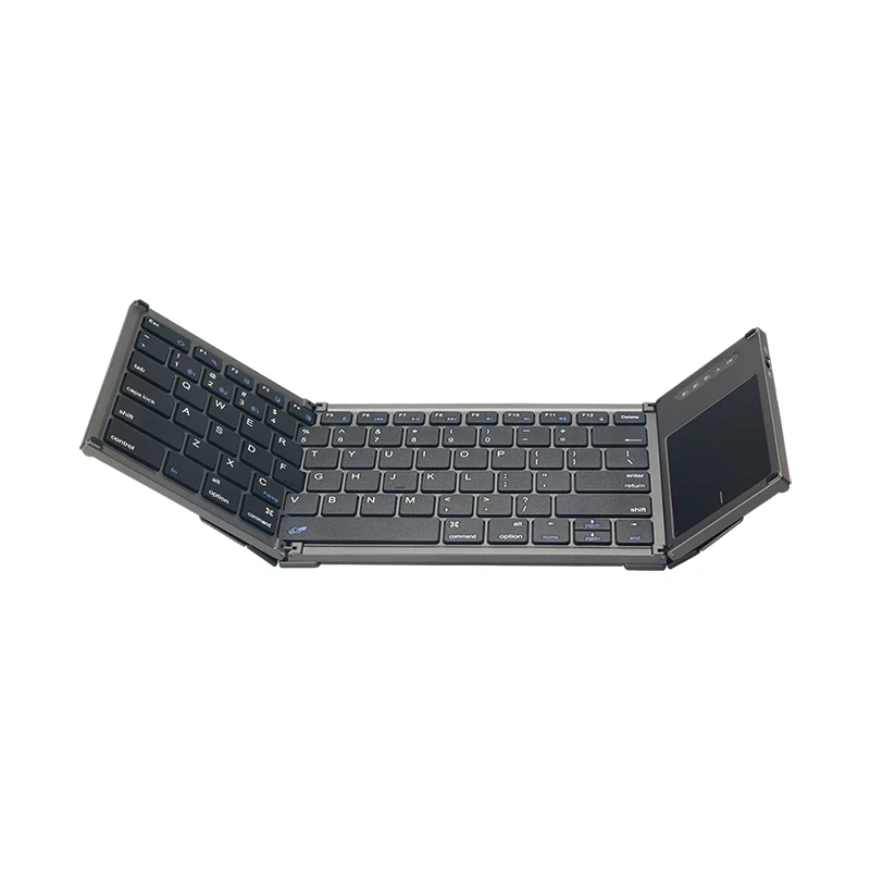 Dobrável mini teclado sem fio bluetooth inglês russo espanhol árabe hebraico português com touchpad para windows, android, ios