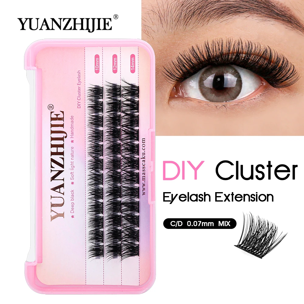 

YUANZHIJIE 3 Lines DlY Cluster Eyelashes Extension Individual Handmade Natural Makeup Segmented Lashes Extensions Easy to Graft