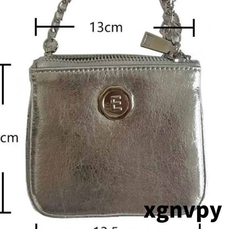 Xgnvpy-Mini Bolsas de Ombro para Mulheres, Preto, Prata, Zíper, Corpo Cruz, Batom, ID, Cartão de Crédito, Armazenamento de Dinheiro, PU Fashion