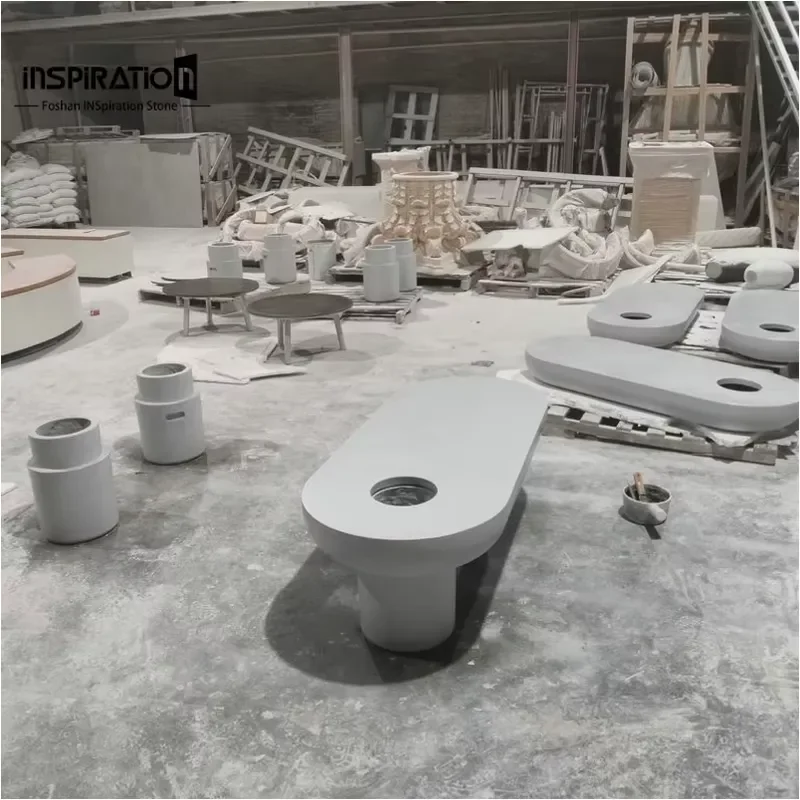 Precast Concrete Table OEM Service Villa Decor Modern Minimalist Style Cement Side Table for Sunroom