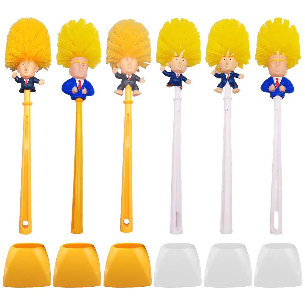 Donald Trump Lavatory Brush with Holder Trump Toilet Cleaning Brush Funny Toilet Bowl Brush Novelty Gifts for Bathroom Cleaning