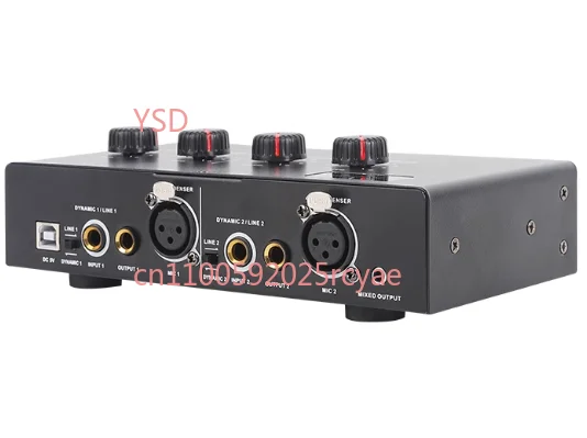 

Микрофонный усилитель, совместимый с динамическими и конденсаторными микрофонами, с фантомным питанием 48 В для двухканалов.