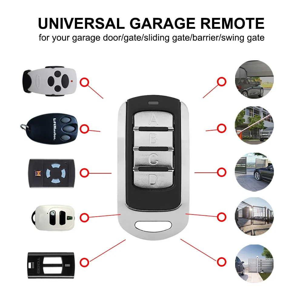 4 em 1 multi-frequência garagem controle remoto, 287-868mhz, clone, 434.42mhz, 868.35mhz, 433.92, transmissor chaveiro