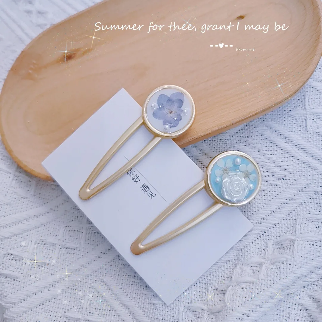 

3169 оптовая продажа 1/5/10 шт., заколки для волос ручной работы из хрустальной смолы с сушеными цветами, заколки для волос с жемчугом, заколки для волос из сплава, рождественский подарок