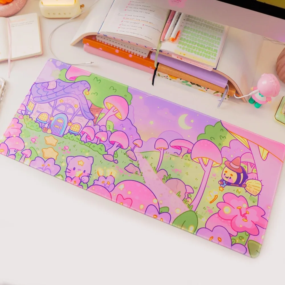 Halloween Desk Mat Kawaii Pastel Witch Mouse Pad Spooky Desk Decor Mouse Pad Grande Accesorios Escritorio Offices Accessories