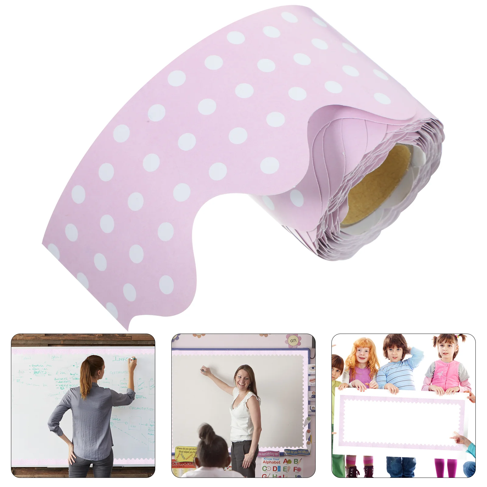 

Blackboard Border Paper Fan-shaped Bulletin Classroom Decoration Sticker Pencil Roll Card (foundation White Dot) Boards