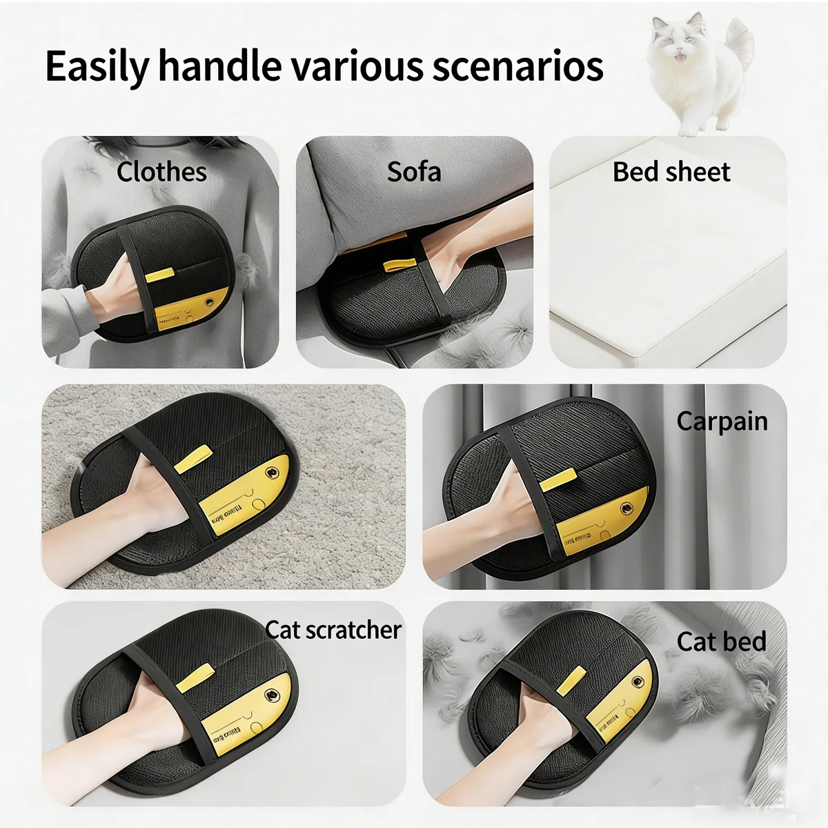 

1Pc Upgraded Pet Static HairRemoval Gloves Cat Care Gloves Static Dusting Brush Remove Dog & Cat Hair From Sofas Carpets Clothes