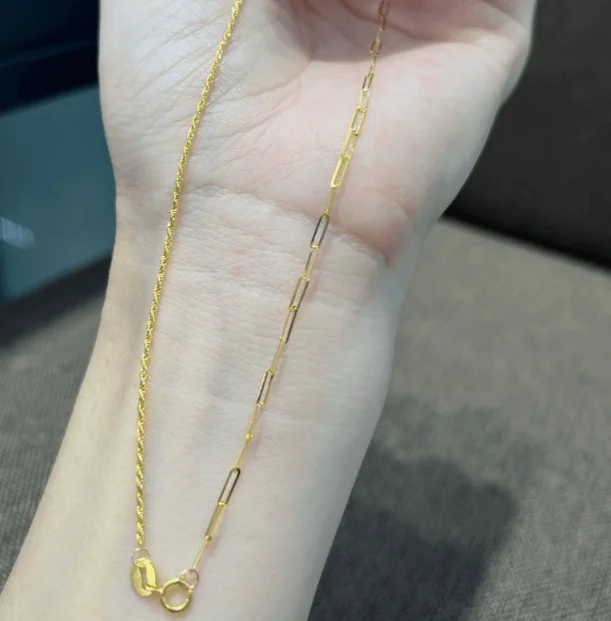 18k gold chain necklaces rolling chain au750 jewelry fine gold AB necklaces