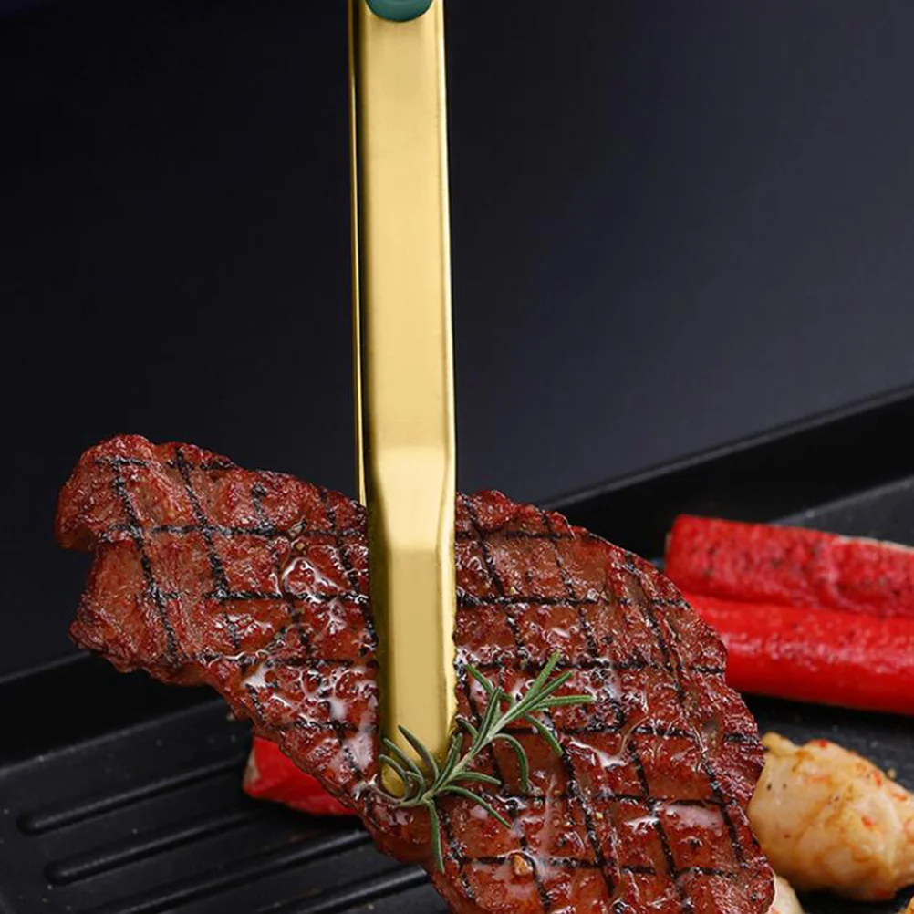 

1Pcs Food Tong Stainless Steel Serrated Design Heat Resistant Bbq Clip Kitchen Clip Tool for Bread Steak Desserts