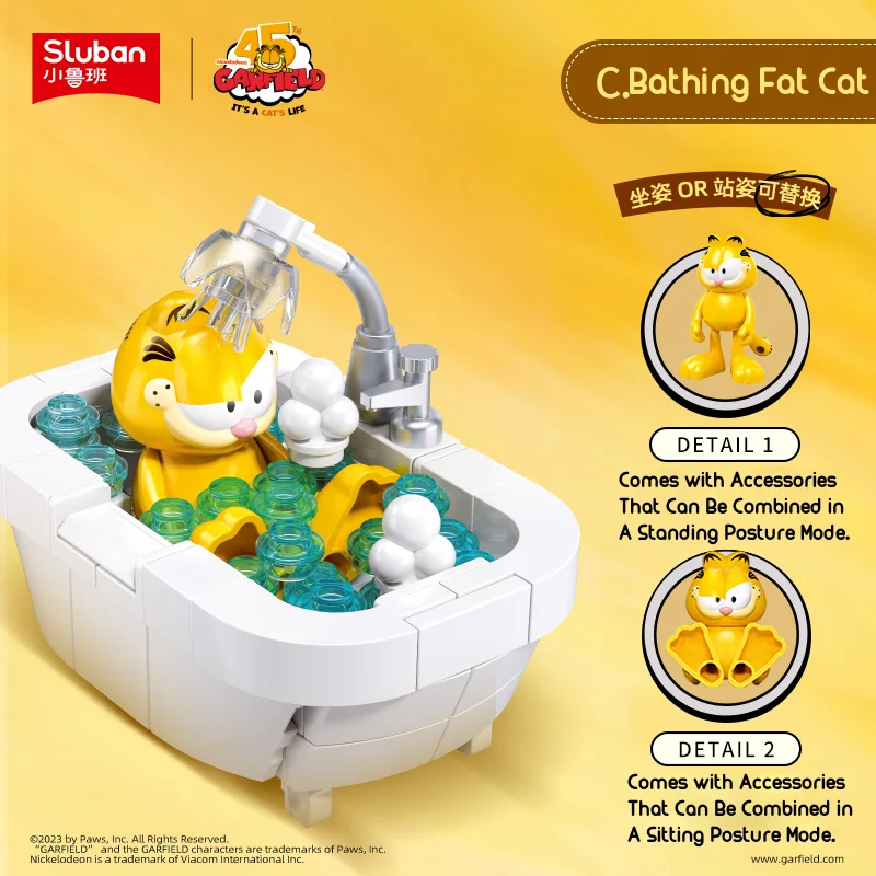 

Sluban Building Block Toys Mini Handcrafts Anime Movies Series B1221C Bathing Fat Cat Compatible With Leading Brands