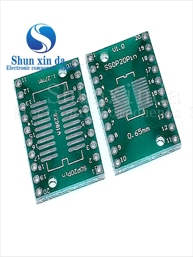 10PCS SSOP20 TSSOP20 SOP-20 SOP20 to DIP20 PCB Transfer Board DIP Pin Board Pitch IC Adapter plate Conversion board 0.65/1.27mm