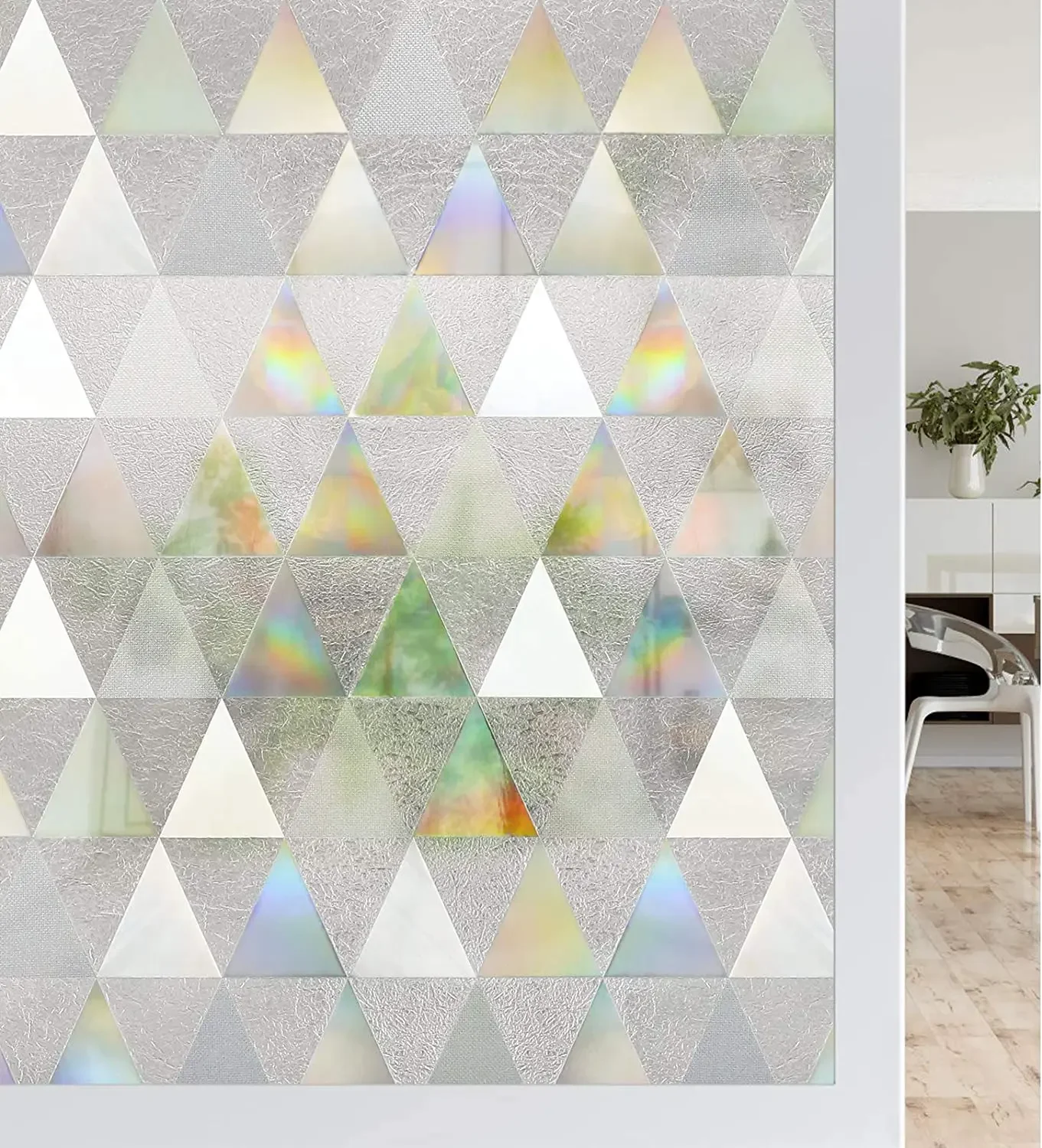 Privacy Window Film Rainbow Window Cling 3D Decorative Window Vinyl Non-Adhesive Sun UV Blocking Glass Stickers for Home Office