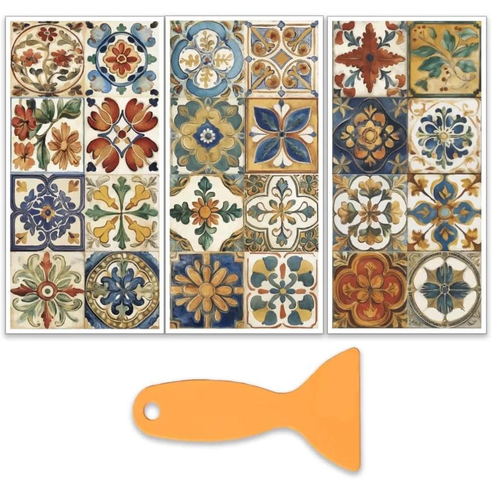3 Stück/Set dekorative Fliesen zum Reiben von Transfers für Möbel und Kunsthandwerk, 15,2 x 30,5 cm, Vintage-Muster, Möbelaufkleber, Transferaufkleber