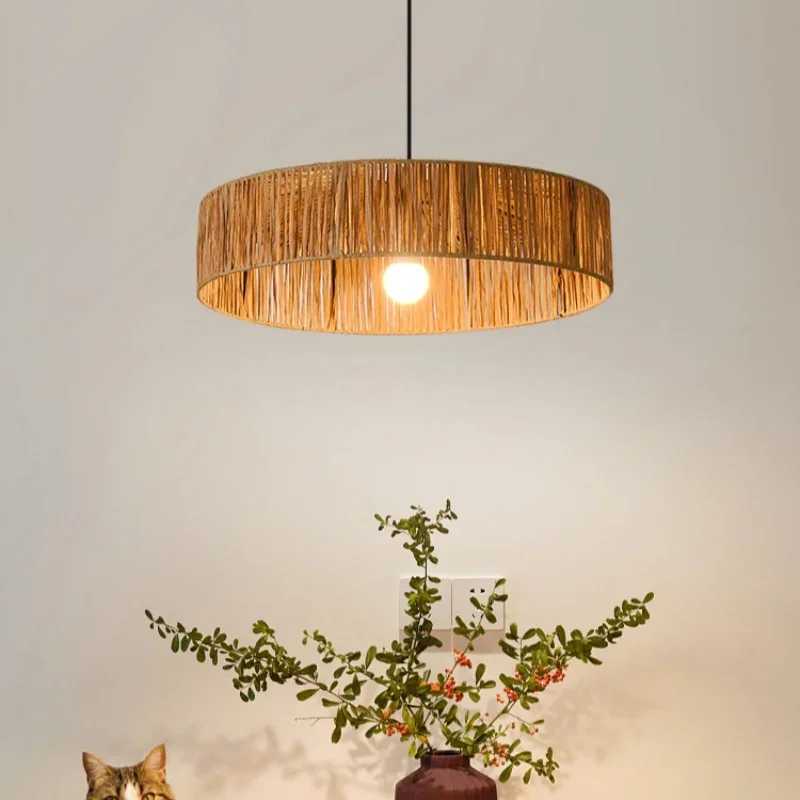 مزرعة نسج قلادة السقف مصباح اليابان فندق مطعم طاولة مستديرة Led مصباح السقف غرفة المعيشة Led الثريا للديكور