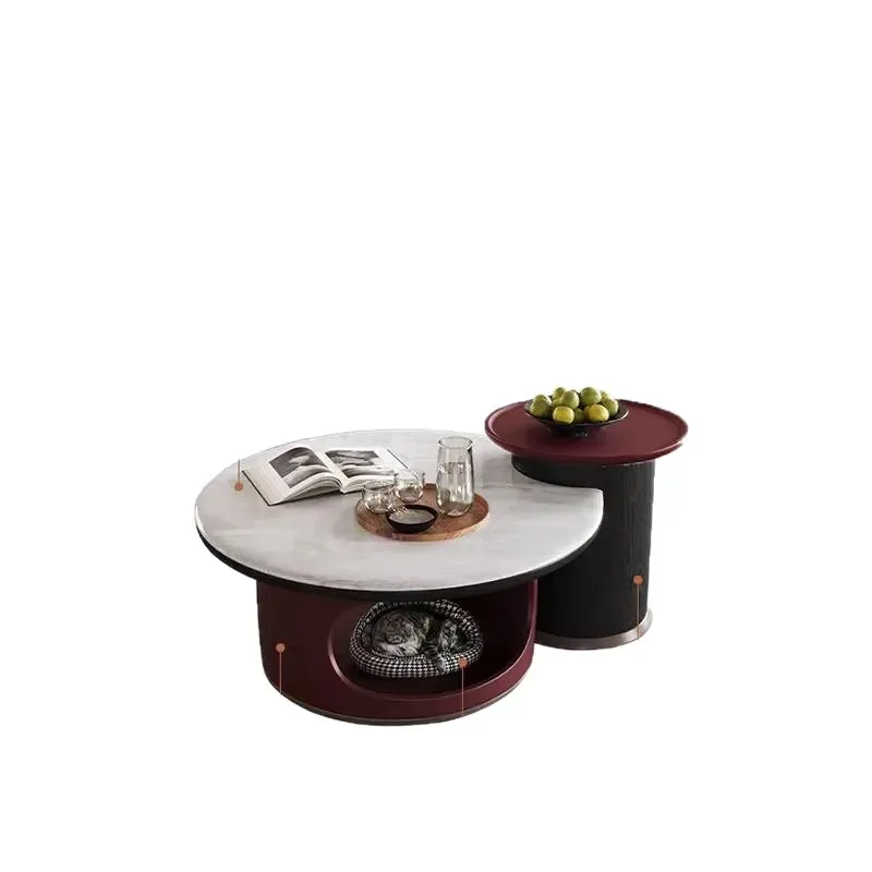 Modern Italian Round Coffee Table Microcrystalline Stone Minimalist Luxury Living Room Center Table Low Profile Design