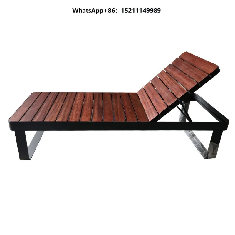 Modern Portable Sun Lounger Day Bed Outdoor Wood Pool Chair Comfortable Chaise Lounge for Hotels Villas