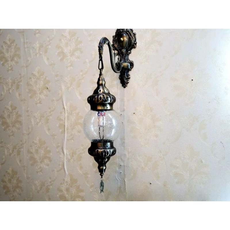 

Vintage Exotic Restaurant Hotel Bar Man Cafe Turkish Decorative Aisle Cracked Bubble Glass Wall Lamp