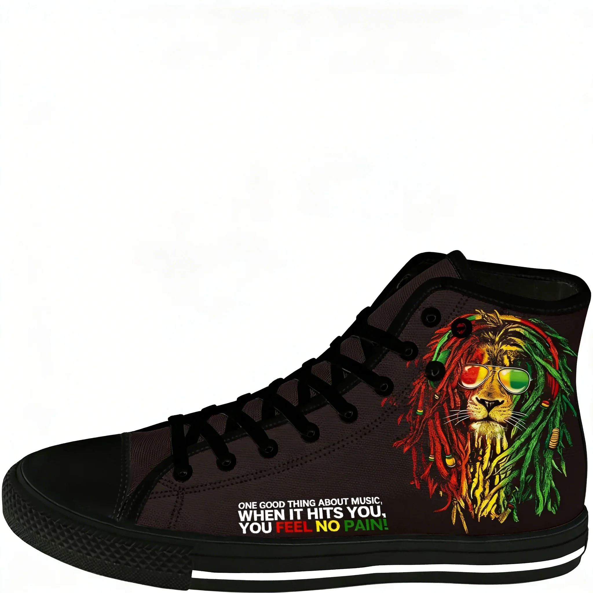 

Reggae Rastafarian Rasta Rastafari Lion Casual Cloth 3D Print High Top Canvas Shoes Men Women Lightweight Breathable Sneakers