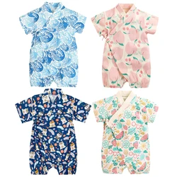 Summer Baby Clothes Kids Kimono Japanese Style Romper Girls Jumpsuit Retro Bathrobe Uniform Bebes Pajamas Formal Clothes