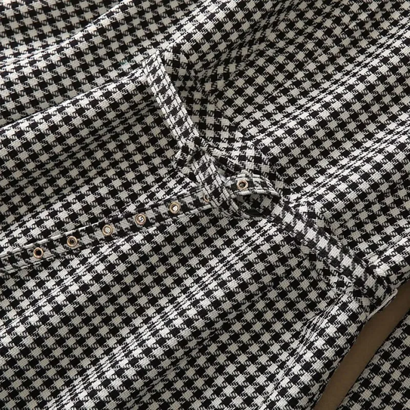 Princess Kate Houndstooth Dress Vintage Swallow Gird Women Dress Long Sleeve OL Dresses