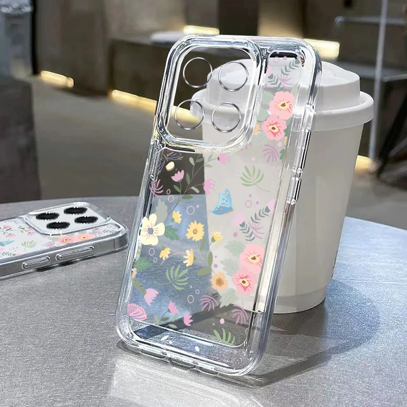 Shockproof Clear Flower Case For Xiaomi Redmi Note 13 12 11 10 Pro 4G 11s Poco X5 X6 F6 M6 Mi 11 Lite 5G NE 13T 11T Pro Funda