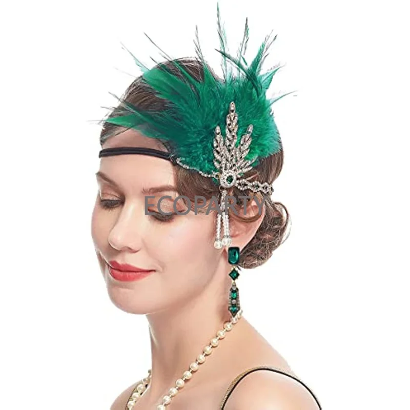 Ecoparty 1920s Flapper Gatsby Costume Accessories Set 20s Flapper Headband Vintage Pearl Necklace Gloves Earring Cigarette Rod