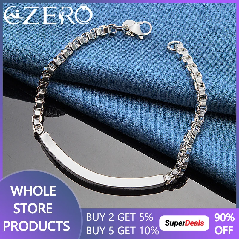 

ALIZERO 925 Sterling Silver Geometry 4mm Chain Bracelet For Women Men Fashion Wedding Engagement Party Jewelry Gifts