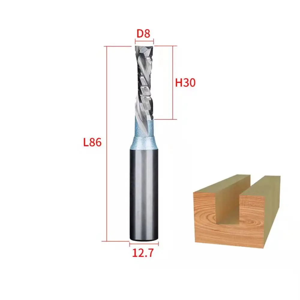 1PC fresa su e giù fresa in metallo duro fresa CNC 12.7mm 1/2 codolo codolo due flauti utensile da taglio per legno fresa a compressione