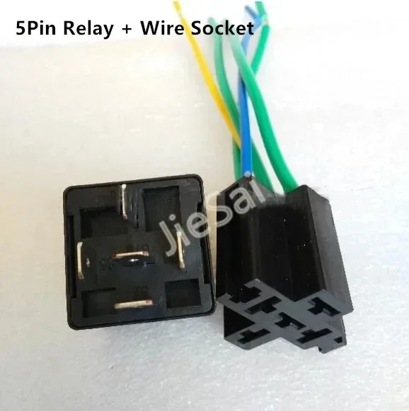5 pin NO/NC 40A 12V 24V 48V 60V 72V copper feet auto relay with square relay socket&wire