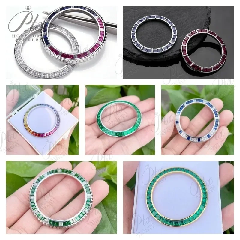 

Fashion gemstone watch bezel 40mm iced out bezel moissanite stainless steel watch customizable hiphop luxury watches accessories
