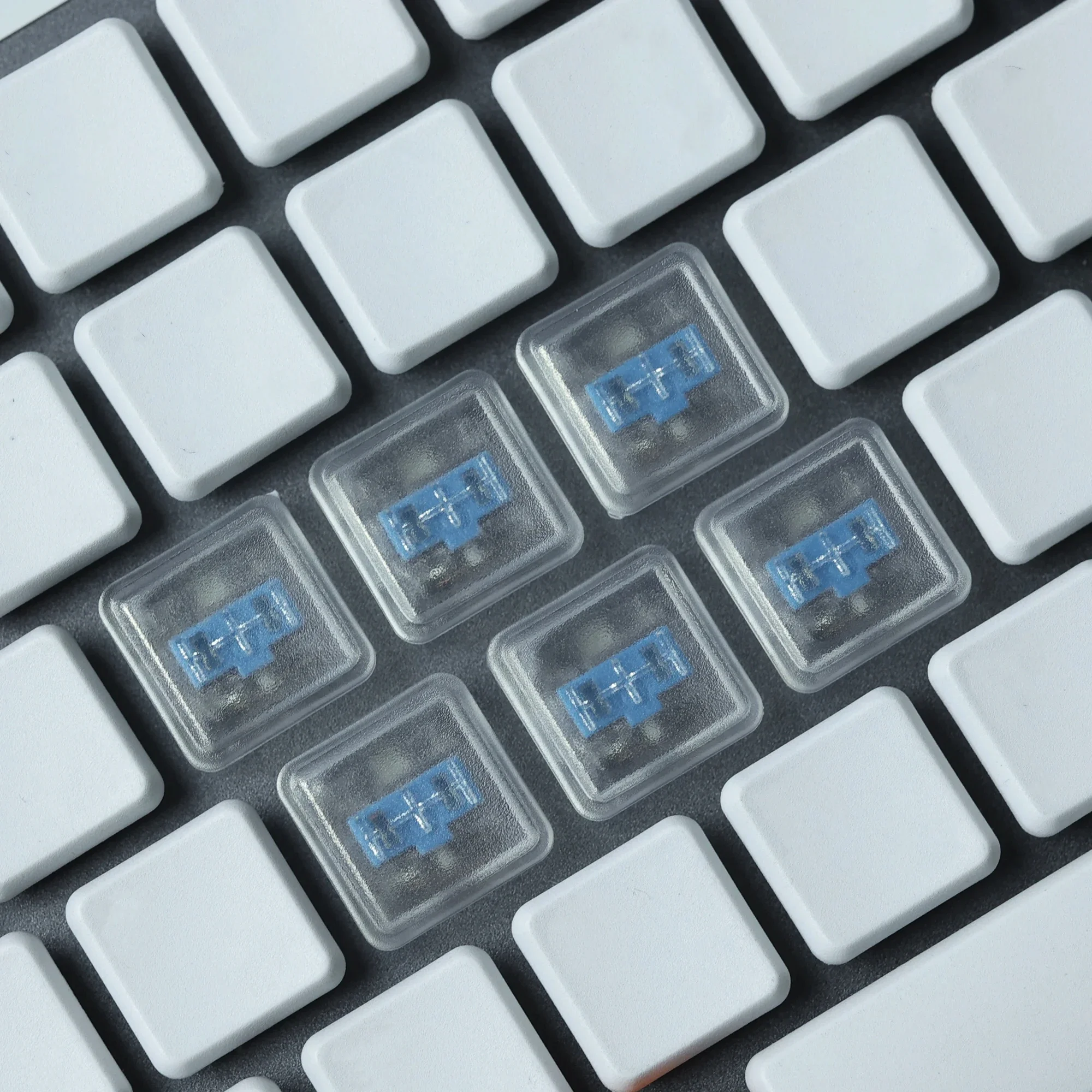 CHOSFOX Keycap PBT Profil Rendah Kailh Chocolate Switch untuk Keyboard Mekanis 50 Buah Keycap Transparan Hitam Putih Ultra Tipis