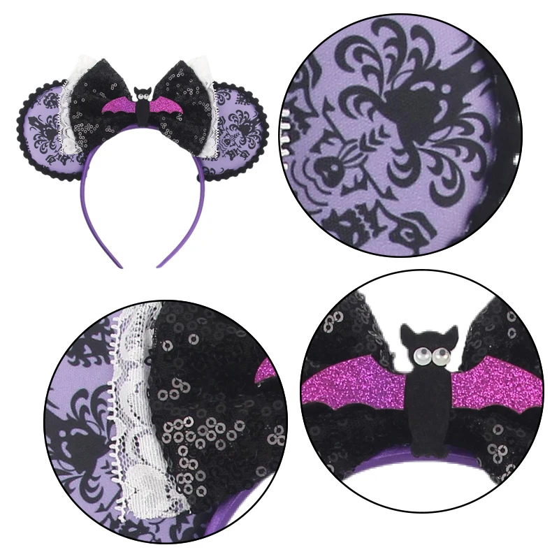 2026Latest Mickey Minnie Ear Headband Sequin Bows For Girl Adult Kids Halloween Party Cosplay Hair Accessories Princess Hairband - view 5