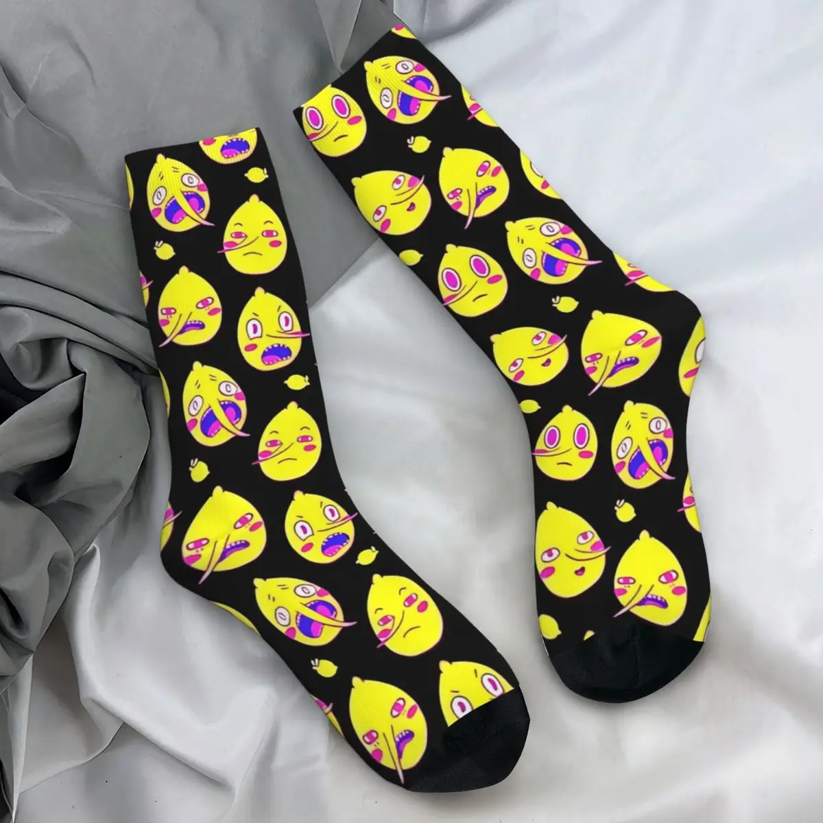 Adventure Time Lemongrab Faces Socks Game Vintage Stockings Autumn Non Slip Adults Men Socks Breathable Running Sports Socks