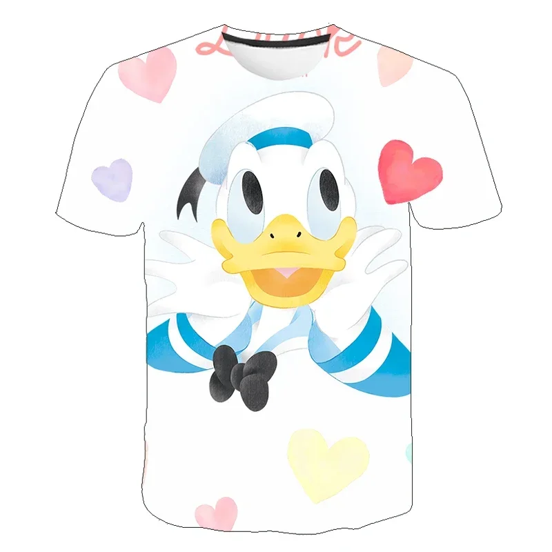 Disney Girls Boy TShirt Mickey Mouse Donald Duck Short Sleeve T-shirt 3D Print Children's Cartoon Kids Clothes Cute Baby Tops