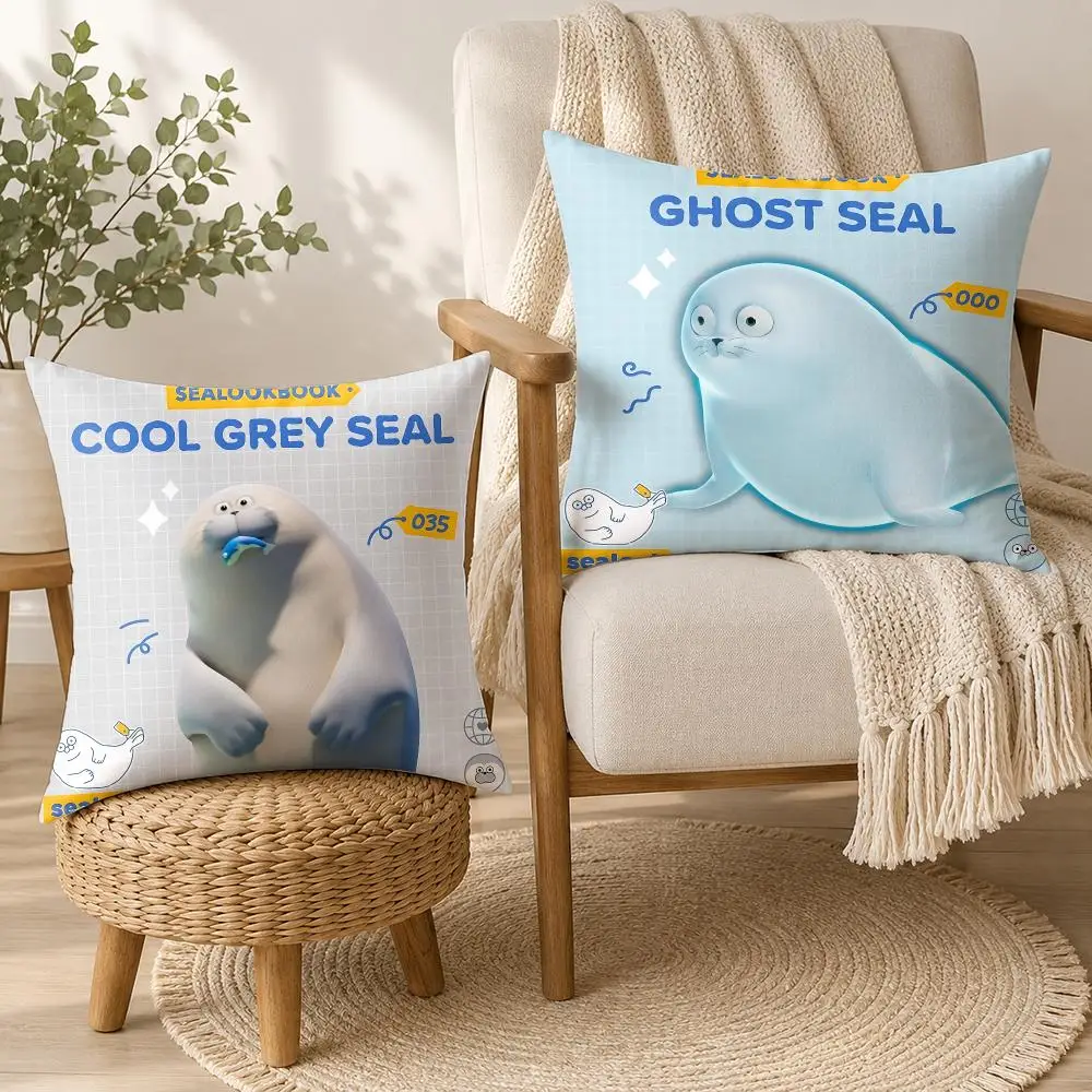 S-SEALOOK Anime Cute Cushion Cover Square Decorative Throw Pillow 40x40cm For Sofa Bedroom Living Room Home Decor