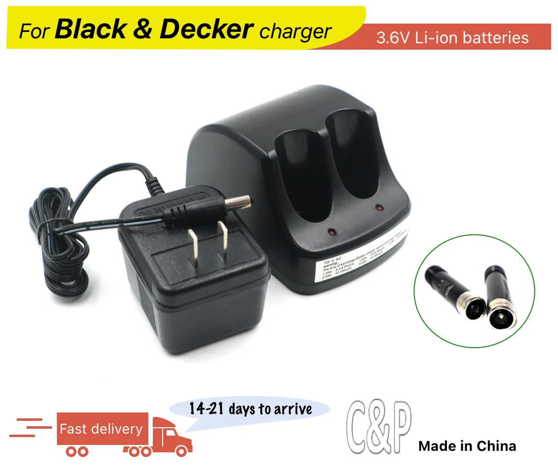 C&P For Black and Decker 3.6V Li-Ion Battery Charger BL1110 BL1310 Fit for Battery Model BL1110 BL1310 BL1510 LB12 LBX12 LBXR12