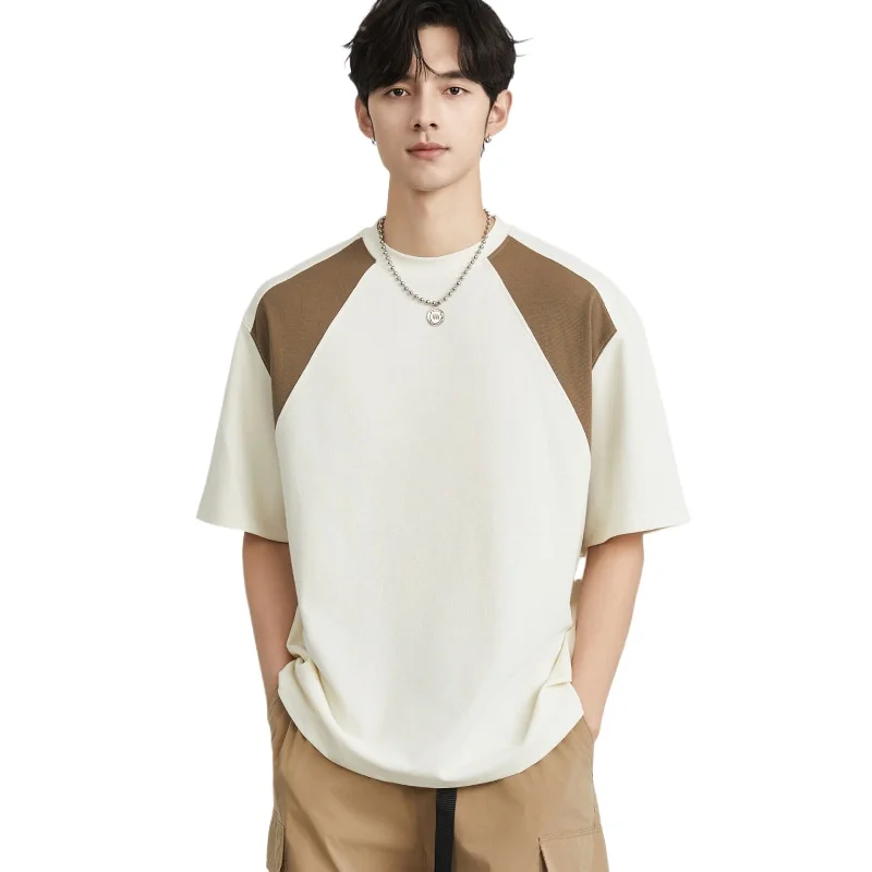

Новая мужская футболка 2026 года с коротким рукавом и круглым вырезом, летняя, в корейском стиле, свободного кроя, трендовая, с полурукавом