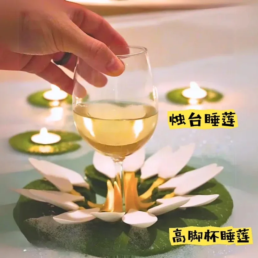 Creative simulation water lily cup holder swimming pool floating beverage holder bathroom bath cup holder cute water