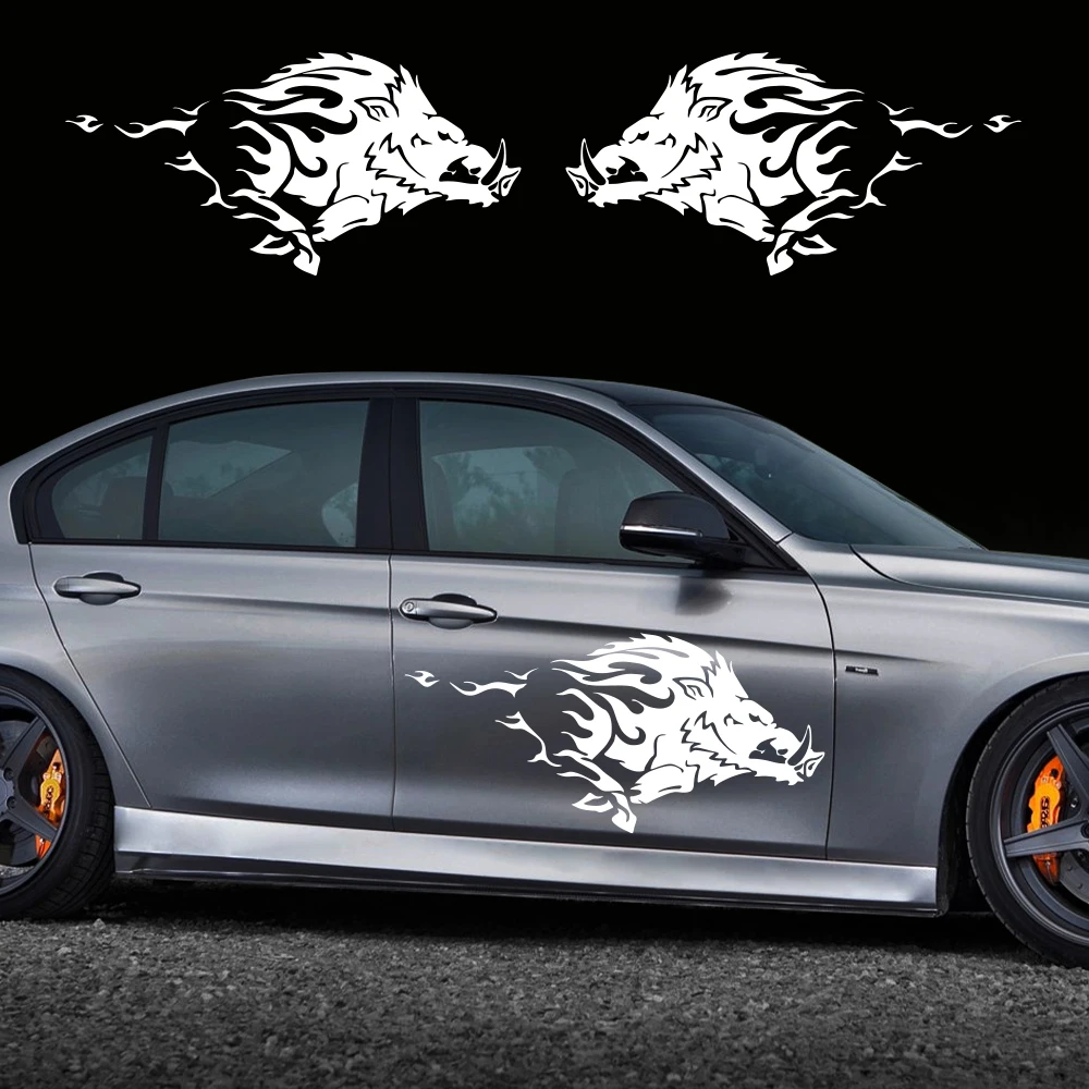 

Angry Pig Car Door Side Stickers Tribal Wild Boar Auto Decal Kit Wrapping Vinyl Film Waterproof PVC Stickers Car Accessories