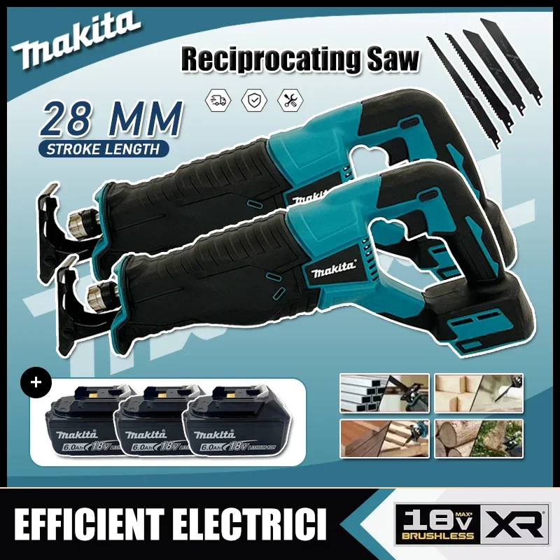 

Бесщеточная сабельная пила Makita, портативный аккумуляторный электроинструмент с 4 пильными полотнами для аккумуляторов 20В/18В