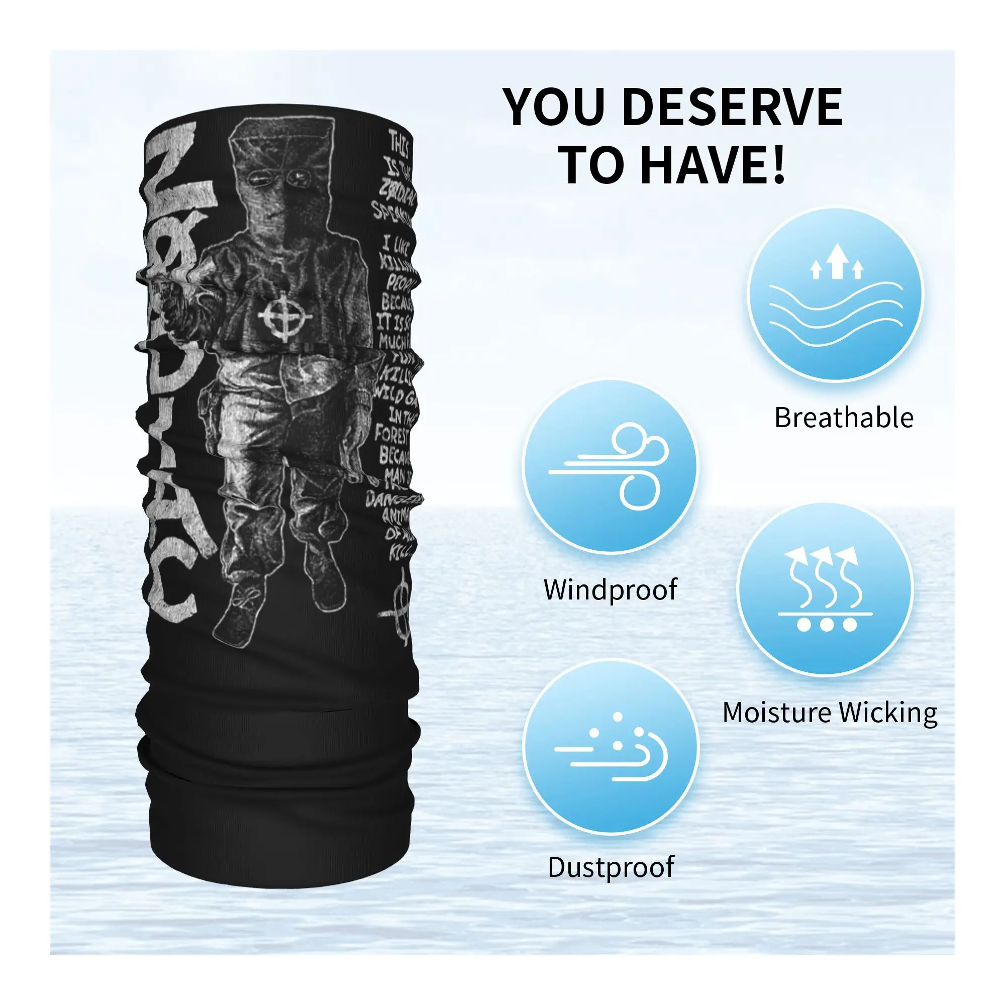 زودياك ، ديفيد فينشر ، الجريمة ، القاتل التسلسلي باندانا الرقبة الجراب قناع مطبوع وشاح متعدد الوظائف الدراجات وشاح الجري الرجال النساء