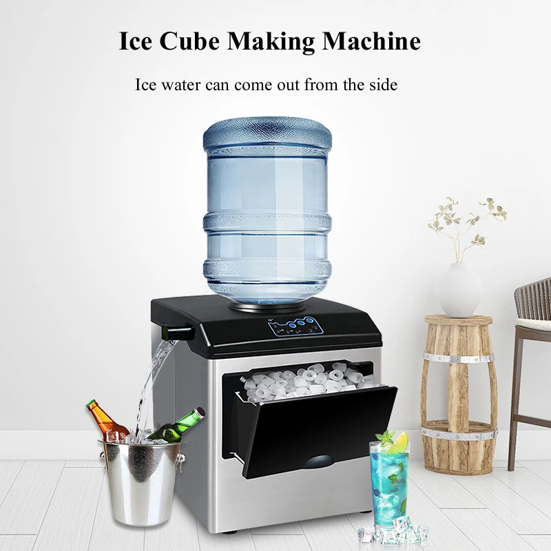 Ice Maker Electric Commercial 25KG Household Ice Cube Maker Bottled Water Automatic Ice Making Machine