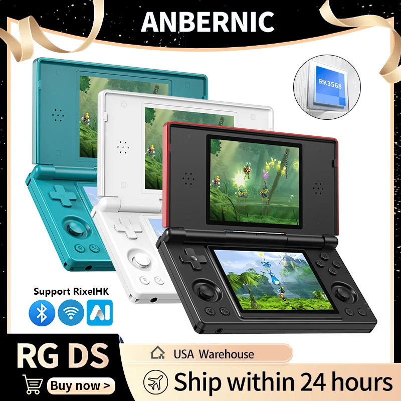 

Anbernic RG DS Flip Handheld Game Console 4" IPS HD Dual Screen Android 14 4000mAh Hall Switch Support AI Wifi Streaming RixelHK
