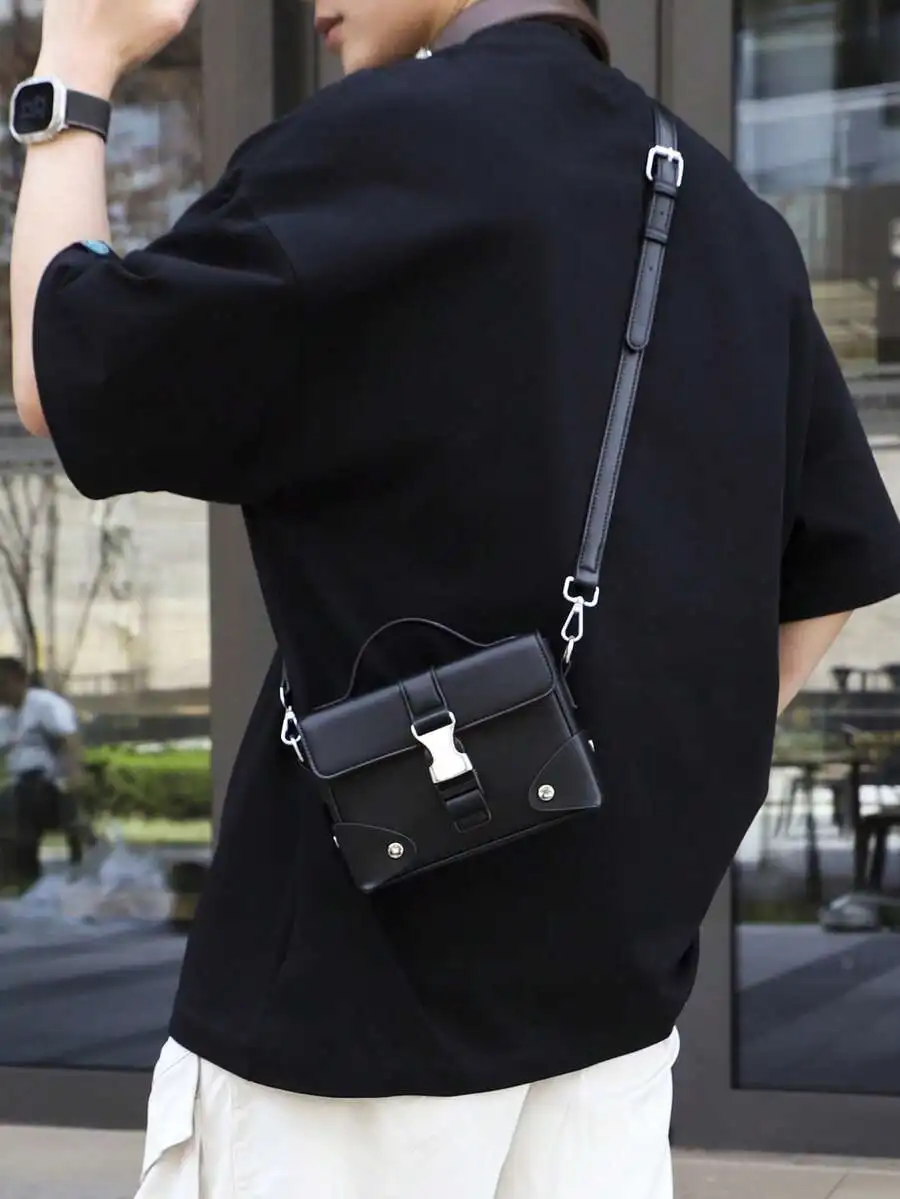 

Minimalist Black Crossbody Bag Nylon Solid Color Casual Mens Chest Bag