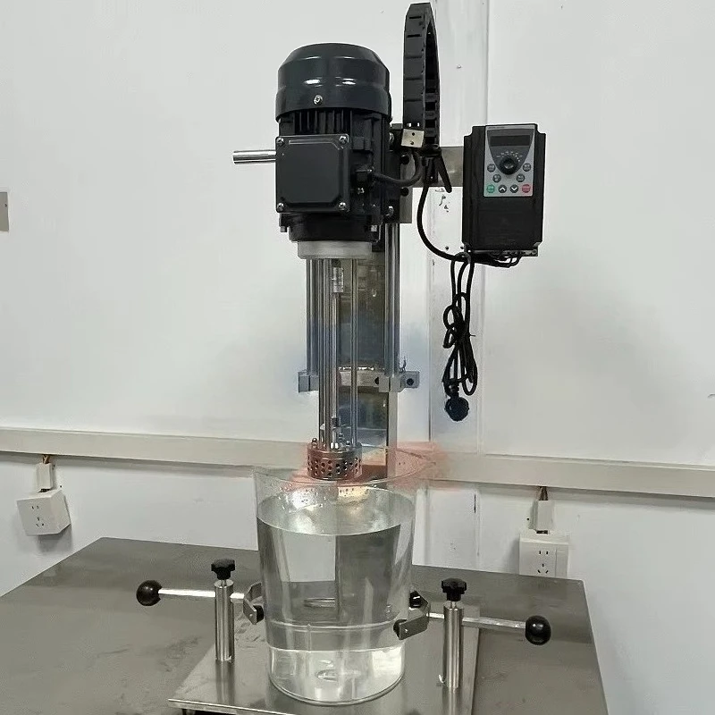 Lifting laboratory high-shear emulsifier homogenizer with brushless motor, 220V, suitable for cosmetic/chemical/food production