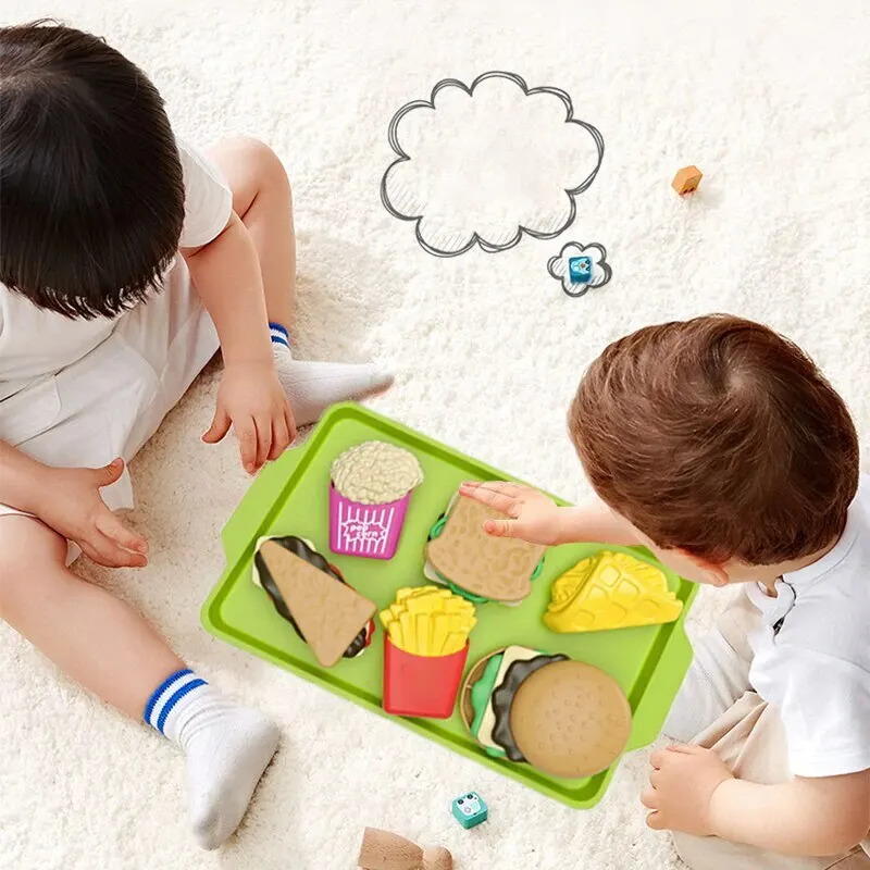 9 pz/19 Pz Set Staccabile Snack di Plastica Hamburger Finta Giocattolo Per Bambini Cucina Casa Da Gioco Giocattolo Cibo Barbecue Giocattoli