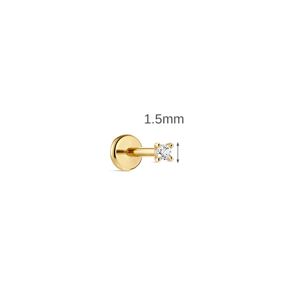 Women's 14K Solid Gold Flat Back Earrings, Hypoallergenic Gift