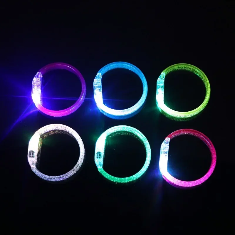 Pulseira de flash de led acrílico com luzes pulseira luminosa colorida mudança de cor crianças brinquedos bar concerto brilho no escuro brinquedos